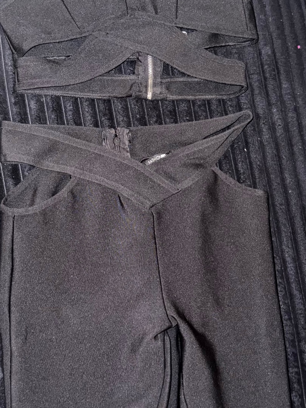 Fashion Nova Black Cross-Front Two-Piece Set